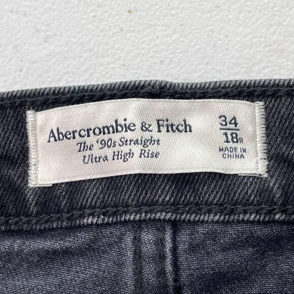 Abercrombie & Fitch Jeans Women's 18 Black The 90's Straight Ultra High Rise - Picture 4 of 11